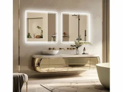 Fativo Accesorios De Cuarto De Baño|Espejo De Cuarto De Baño|Espejo de baño LED 80x80cm espejo de pared cuadrado con 3 colores ajustables 80x80cm