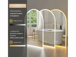 Fativo Espejo de baño LED 60x90cm espejo con bluetooth tricolor antivaho 90x60cm Plateado