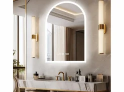 Fativo Espejo de baño LED 60x90cm espejo con bluetooth tricolor antivaho 90x60cm Plateado