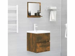 Espejo de baño madera contrachapada roble ahumado 40x10,5x37 cm ES981162^ Outlet