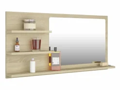 Espejo de baño madera contrachapada roble Sonoma 90x10,5x45 cm ES249897 Marru00f3n New