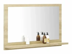 Accesorios De Cuarto De Baño|Espejo De Cuarto De Baño|Espejo de baño madera contrachapada color roble 60x10,5x37 cm ES234679