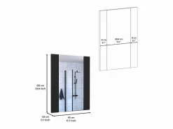TuHome Espejo de Baño Madrid con forma rectangular Negro Sale