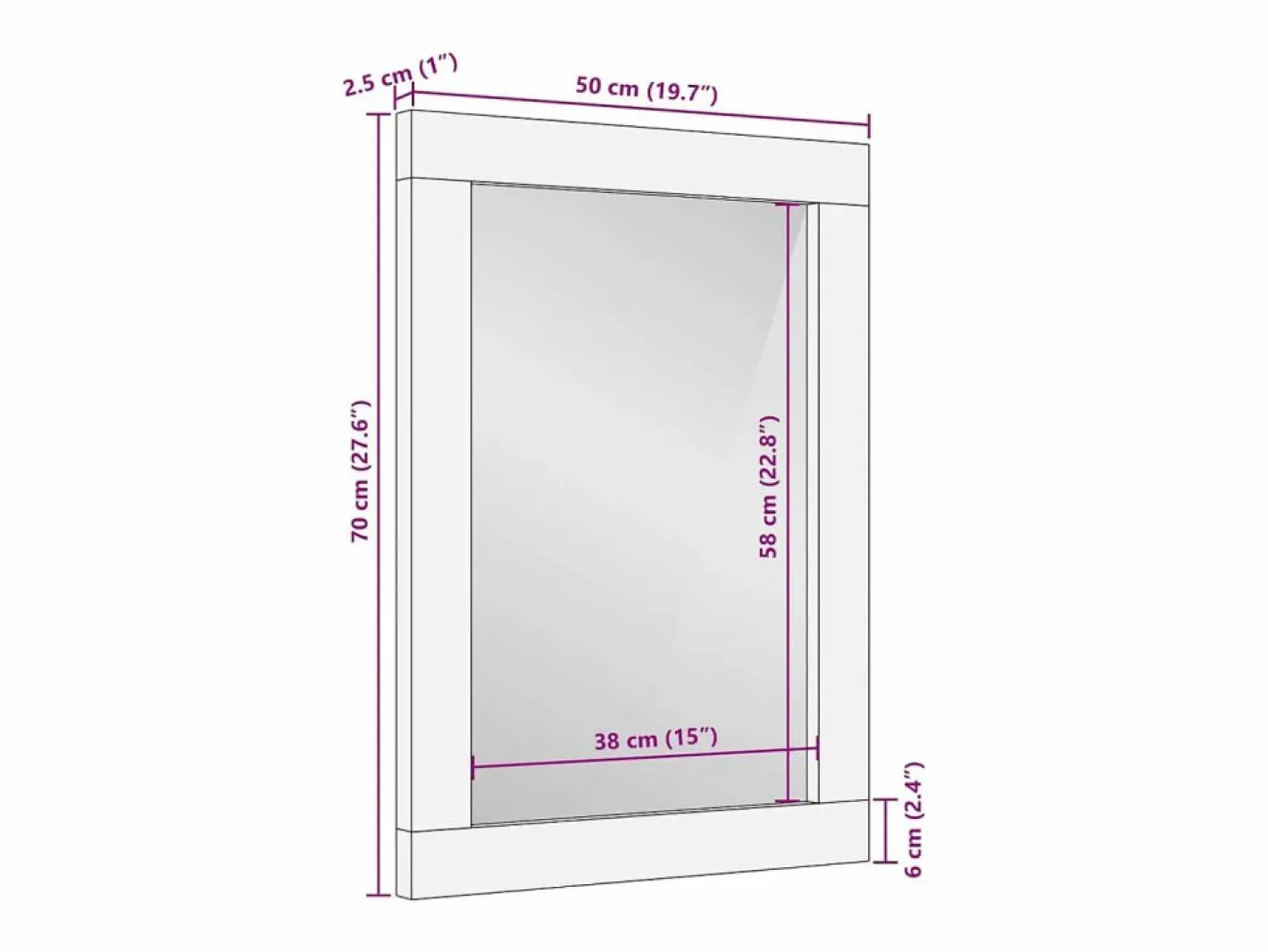 Espejo de baño Marrón, plata 50 x 70 x 30 cm^ Sale
