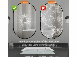 Hauss Spole Accesorios De Cuarto De Baño|Espejo De Cuarto De Baño|Espejo de baño ovalado 50x80 cm en cristal