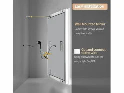 Espejo de baño rectangular iluminado con LED regulable y 4 botones táctiles - antivaho - 90x70cm^Fativo