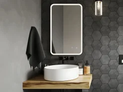 OZAIA Espejo De Pared|Espejo|Espejo de baño rectangular iluminado LIMORICO 50x80 cm