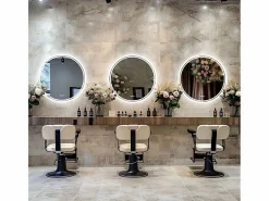 Fativo Espejo de baño redondo LED antivaho de pared con 3 colores ajustables, 80 x 80 cm Plateado