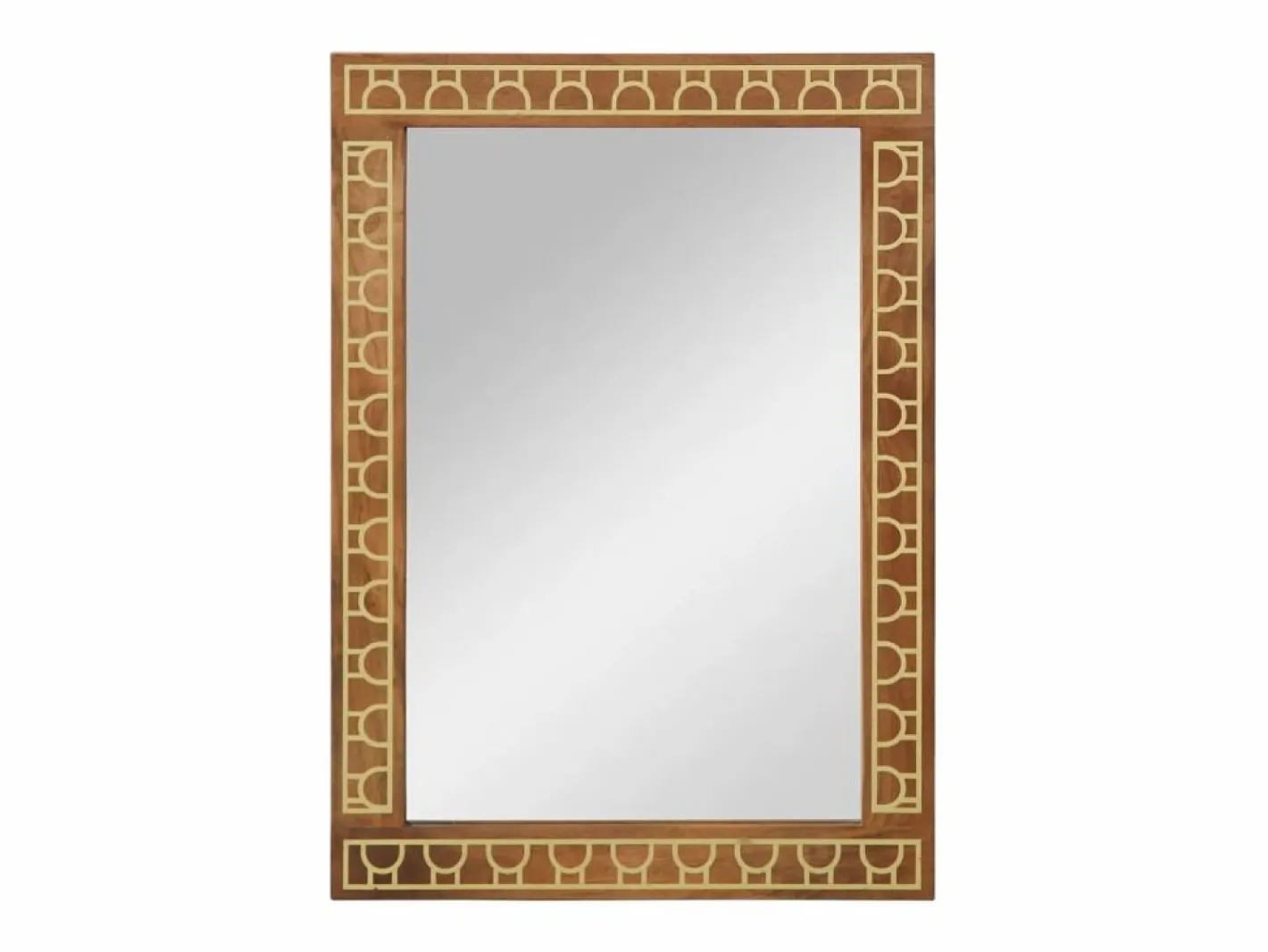 Espejo de baño 50x70x2,5 cm madera maciza de mango y cristal Marru00f3n Best
