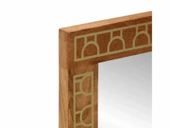 Espejo de baño 50x70x2,5 cm madera maciza de mango y cristal Marru00f3n Best