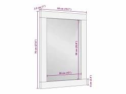 Espejo de baño 50x70x2,5 cm madera maciza de mango y cristal Marru00f3n Best