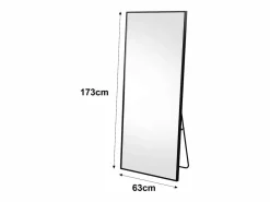 Espejo de cuerpo entero irrompible de 63 x 173 cm, de pie o para colgar en la pared, espejo de suelo grande, Negro