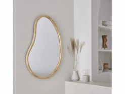 Sweeek Espejo de madera de abeto decorativo de pared, 95cm natural Color natural claro Discount