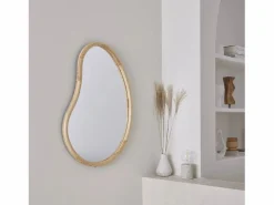 Sweeek Accesorios De Cuarto De Baño|Espejo De Cuarto De Baño|Espejo de madera de abeto decorativo de pared, 85cm natural
