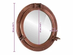 Espejo de pared con forma de ojo de buey Ø50 cm aluminio y cristal^