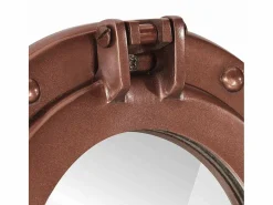Espejo de pared con forma de ojo de buey Ø30 cm aluminio y cristal Marru00f3n Clearance