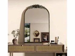 Espejo de pared para decoración de sala de estar - 60,5 x 5 x 91,6 cm, espejo de arco vintage para baño, chimenea, entrada 91,6 x 60,5 cm^Fativo Best