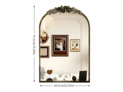Espejo de pared para decoración de sala de estar - 60,5 x 5 x 91,6 cm, espejo de arco vintage para baño, chimenea, entrada 91,6 x 60,5 cm^Fativo Best