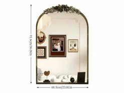 Espejo de pared para decoración de sala de estar - 60,5 x 5 x 91,6 cm, espejo de arco vintage para baño, chimenea, entrada 91,6 x 60,5 cm^Fativo Best