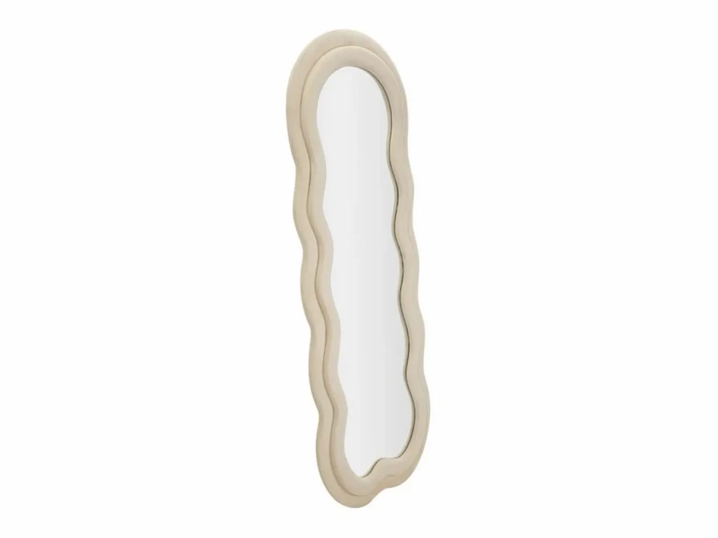 Espejo de pared o de pie diseño ondulado en terciopelo 60x160cm Miki - Crema Beige