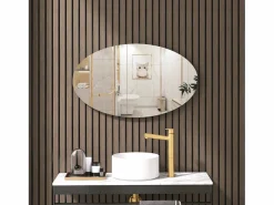 Espejo de pared ovalado sin marco, diseño moderno, para baño o dormitorio, 64 x 37 cm^ Outlet