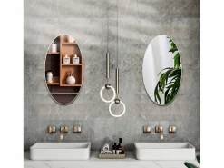 Espejo de pared ovalado sin marco, diseño moderno, para baño o dormitorio, 64 x 37 cm^ Outlet