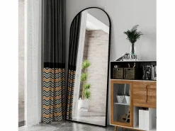 Espejo|Espejo de pie - Marco de metal - 180 x 80 cm - curvo - para salón o vestidor -