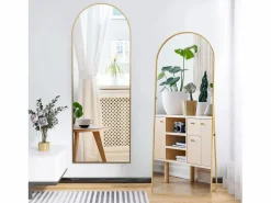 Espejo de pie arqueado 164×54 cm con marco – Diseño elegante y vintage, versátil (colgar o colocar) Dorado Discount