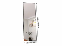 Espejo|Espejo de pie de 162 x 53 cm, marco de aluminio , espejo de pared moderno para colocar de pie o colgar
