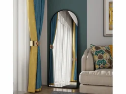 Espejo|Espejo de pie, marco de aluminio con soporte, alto 162 cm, ancho 53 cm,