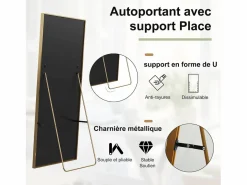 Espejo de pie rectangular 164×54 cm con marco – Diseño minimalista y moderno^ New
