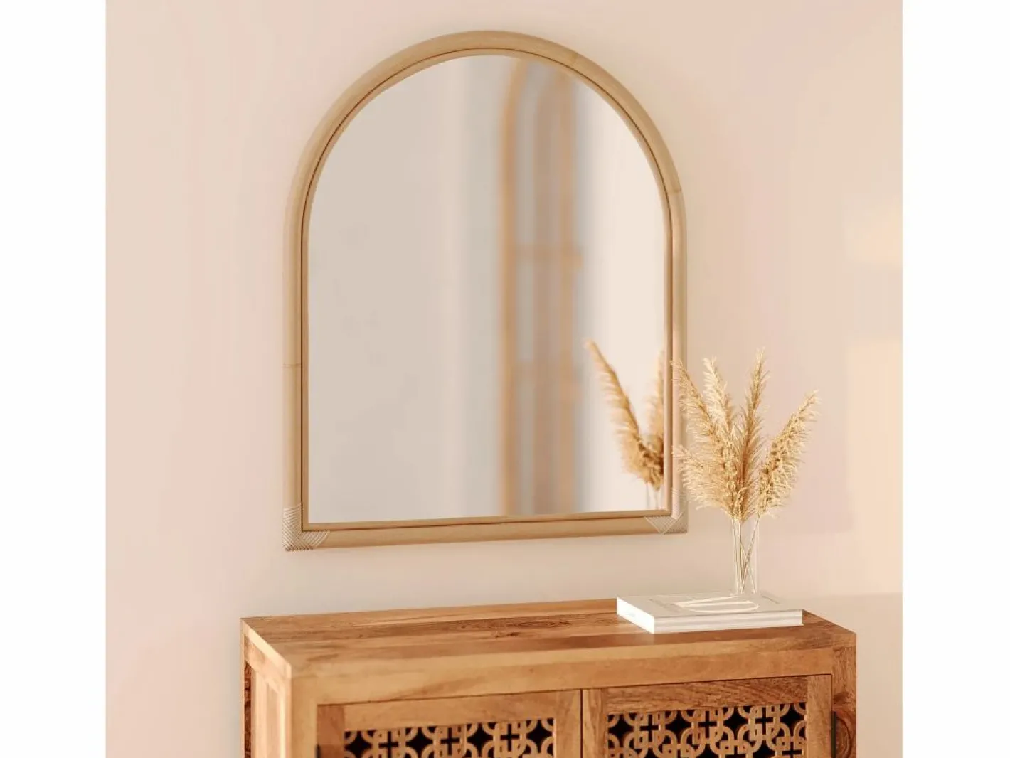Rendez-Vous Déco Espejo de ratán natural 70x85 cm - Indra Beige Online