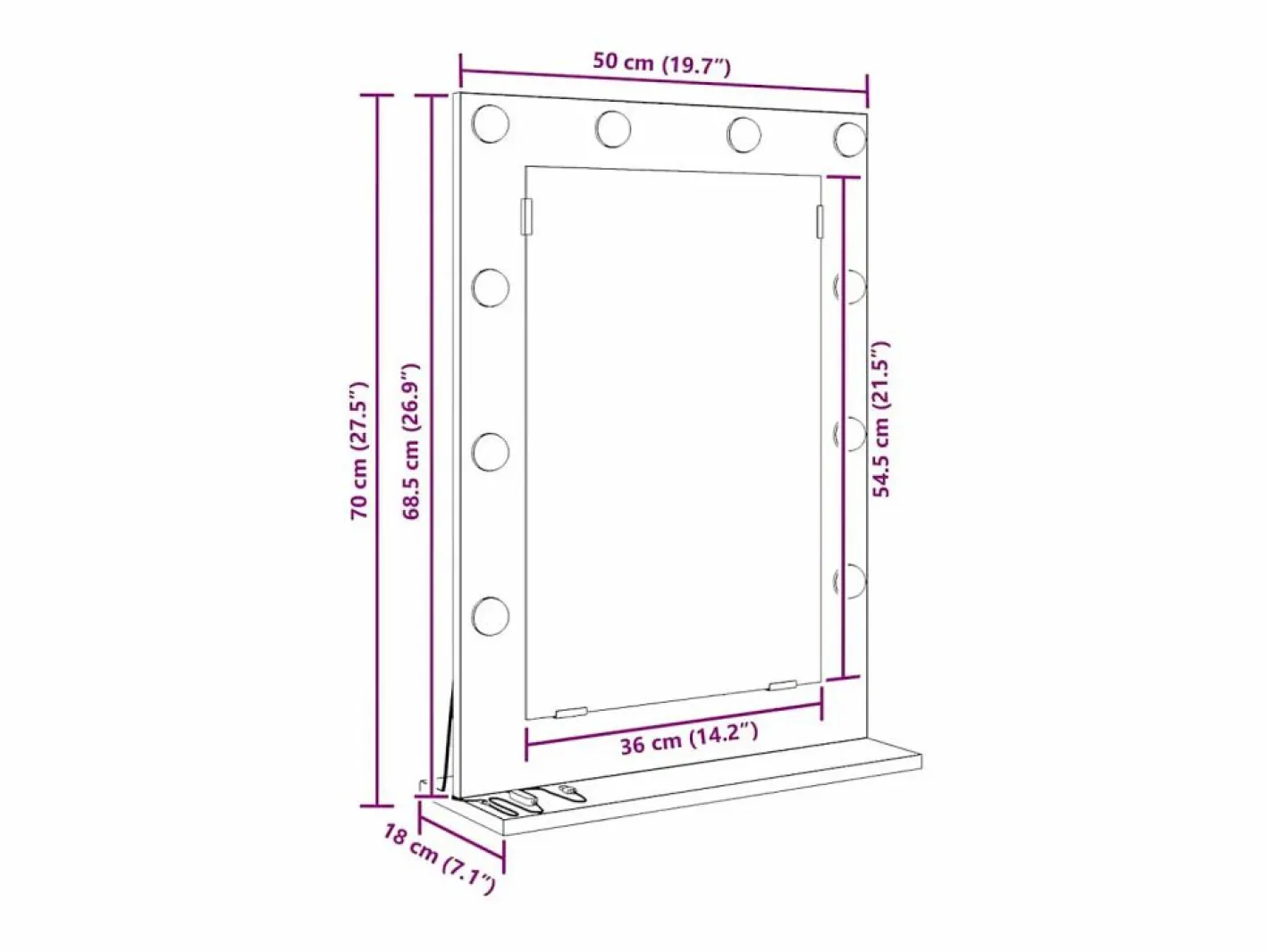 Espejo de tocador con espejo Madera antigua 70 x 50 x 18 cm^ Clearance