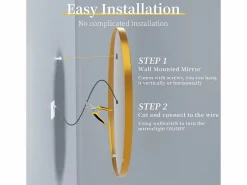 Fativo Accesorios De Cuarto De Baño|Espejo De Cuarto De Baño|Espejo decorativo redondo grande espejos de pared espejos de pared diseño dormitorio 80cm