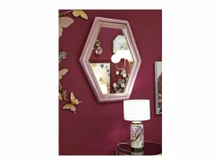 Espejo hexagonal de pared moderno con marco de terciopelo Tony Rosa Discount