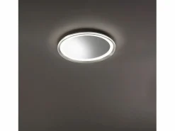 Espejo LED Mirò Ø60 cm 58W Titanio - Lámpara de techo y aplique - Luz cálida 3000K - Diseño moderno para baño, dormitorio y entrada Gris Sale