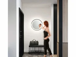 Espejo LED Mirò Ø60 cm 58W Titanio - Lámpara de techo y aplique - Luz cálida 3000K - Diseño moderno para baño, dormitorio y entrada Gris Sale