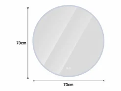 Espejo LED redondo de 70 cm con función antivaho y 3 configuraciones de temperatura - Vidrio y metal^Hauss Spole Best