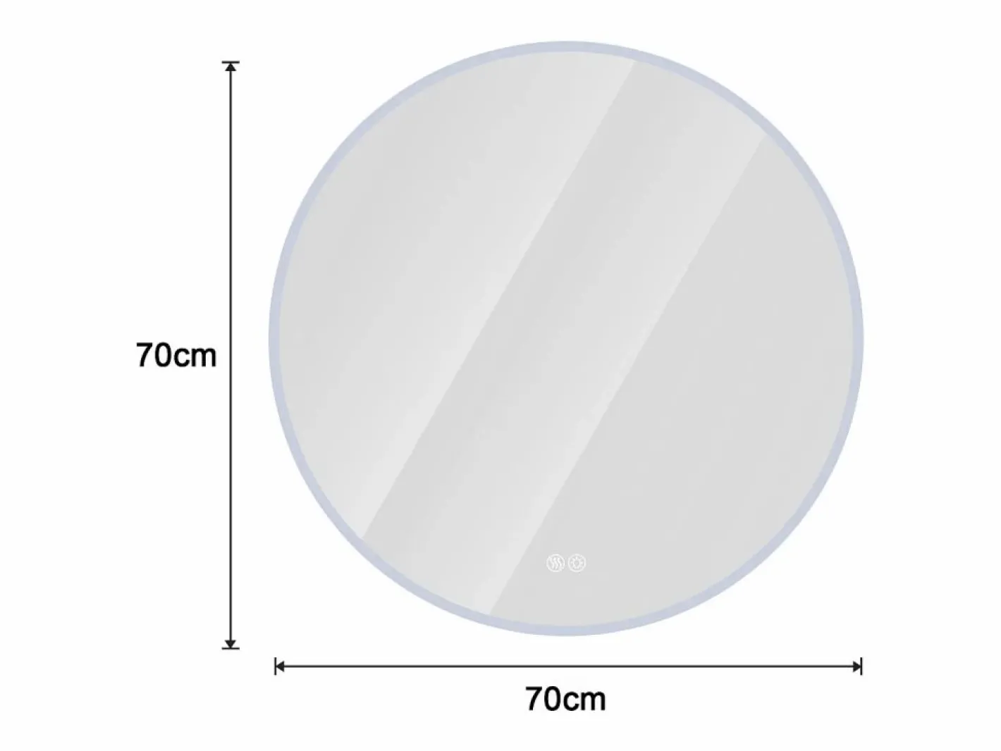 Espejo LED redondo de 70 cm con función antivaho y 3 configuraciones de temperatura - Vidrio y metal^Hauss Spole Best