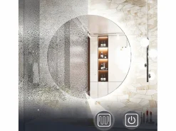 Rea Espejo LED redondo de 50cm con iluminación y función calefactora Blanco Outlet