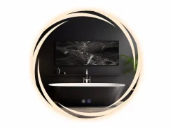 NETTLIFE Accesorios De Cuarto De Baño|Espejo De Cuarto De Baño|Espejo con Iluminación Espejo de Baño Redondo LED Espejo de Baño 60cm Redondo IP44 Espejo de Baño con Táctil