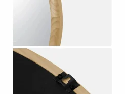 Espejo redondo de madera de pino decorativo de pared, 60cm natural^Sweeek