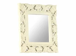 Espejo tallado a mano 50x50 cm Madera maciza de mango^ Clearance