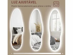 Homcom Espejo|Espejo Tempo con luz LED transparente 120x40x3 cm