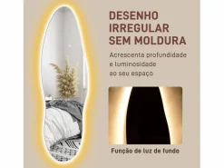 Homcom Espejo|Espejo Tempo con luz LED transparente 120x40x3 cm
