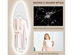 Homcom Espejo|Espejo Tempo con luz LED transparente 120x40x3 cm