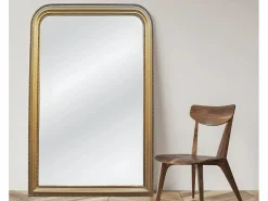 Espejo trumeau de madera de paulownia, L. 80 x H. 110 cm, Acabado efecto latón, HELOISE^OZAIA Discount