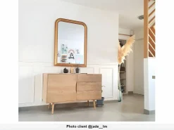 Espejo trumeau de madera de paulownia, L. 80 x H. 110 cm, Acabado efecto latón, HELOISE^OZAIA Discount