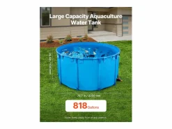 Estanque para Peces SucceBuy de Lona, Estanque Elevado de 3100L, Acuario Plegable en PVC para Koi, Acuario Redondo para Peces Dorados con Marco Robusto^ Online