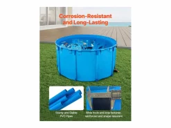 Estanque para Peces SucceBuy de Lona, Estanque Elevado de 3100L, Acuario Plegable en PVC para Koi, Acuario Redondo para Peces Dorados con Marco Robusto^ Online
